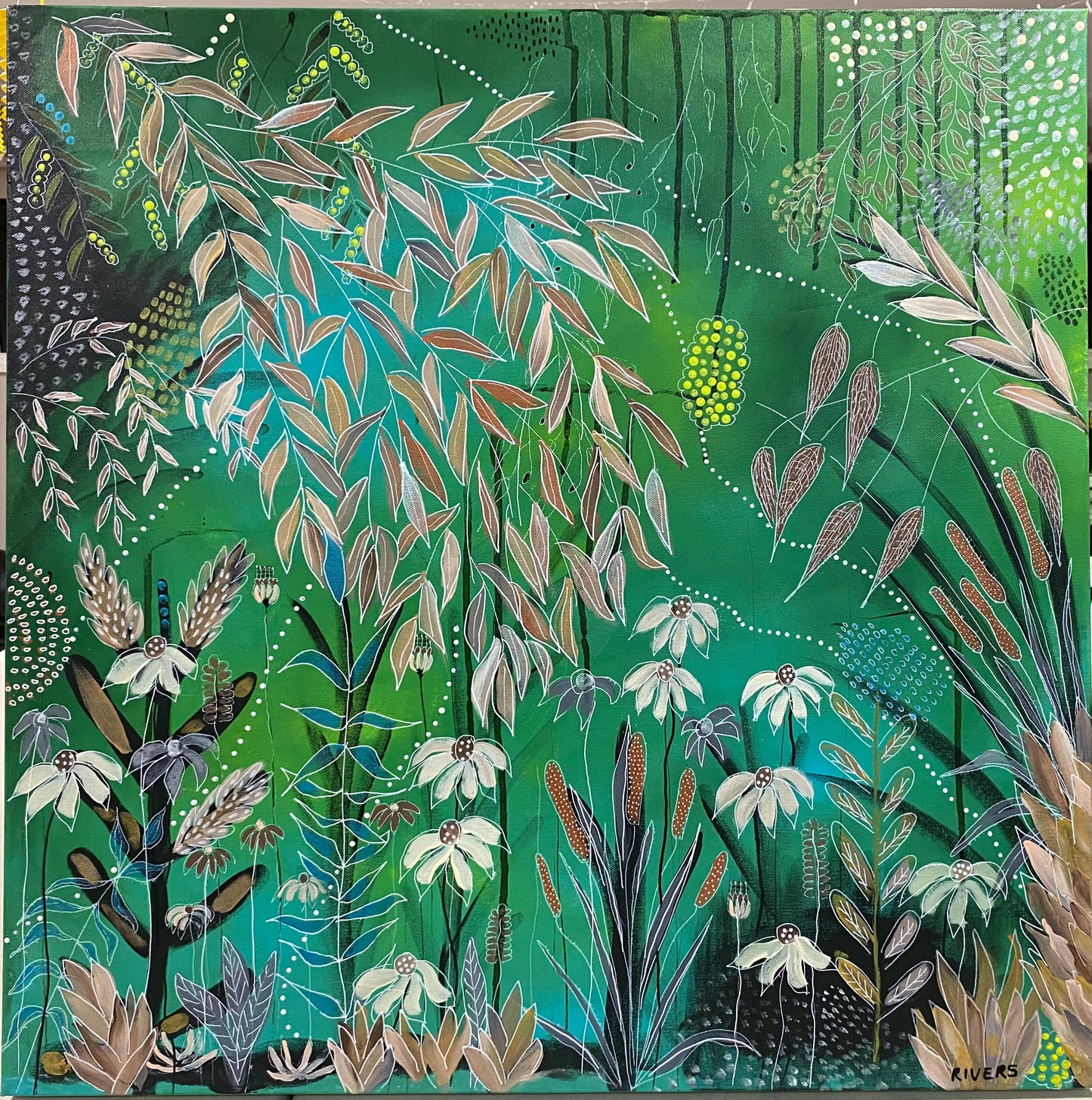 Finding My Voice - Whimsical Abstract Botanical - Fine Art - 76 cm
