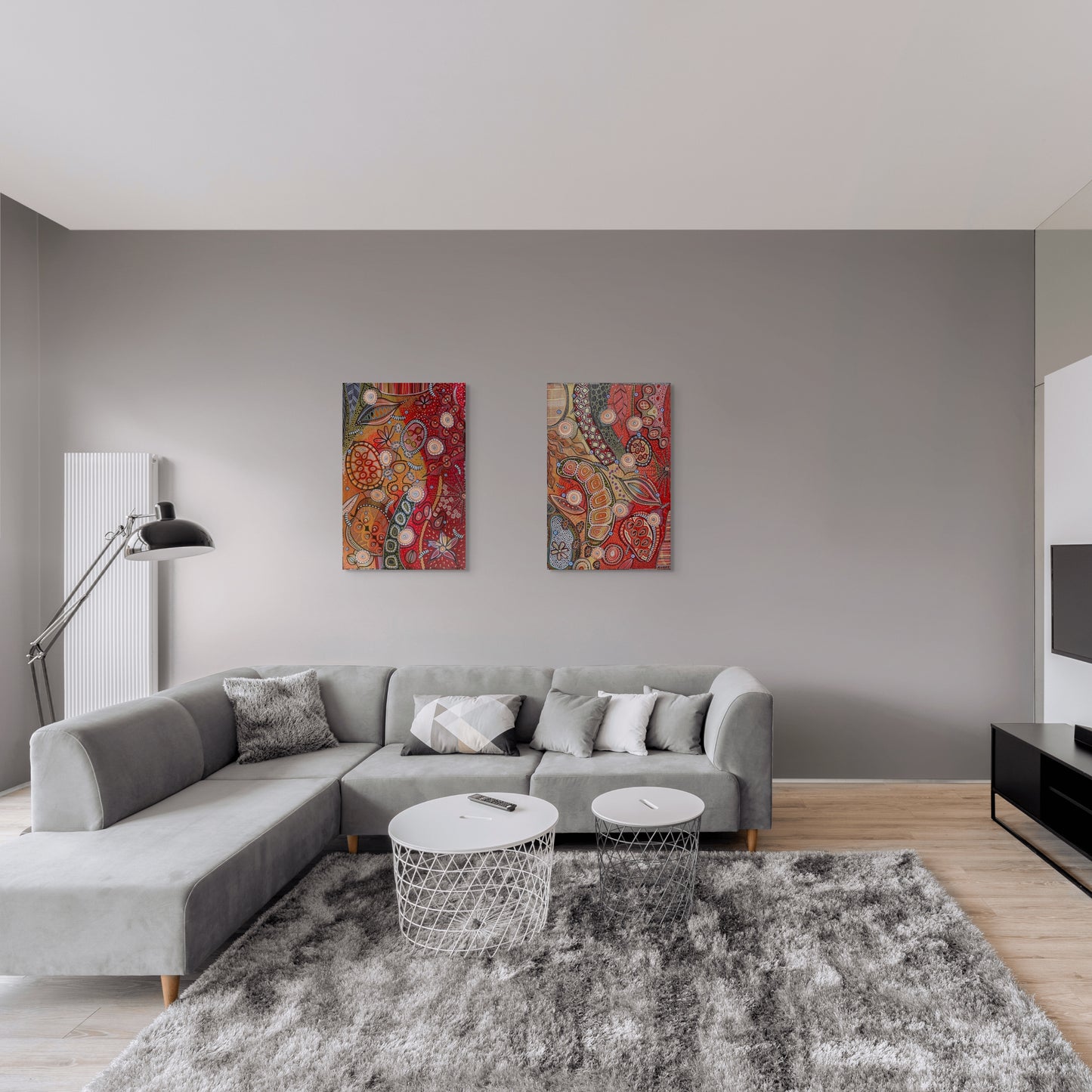 Golden Red 2 - Abstract Botanical - Rolled Canvas - 60 x 90 cm