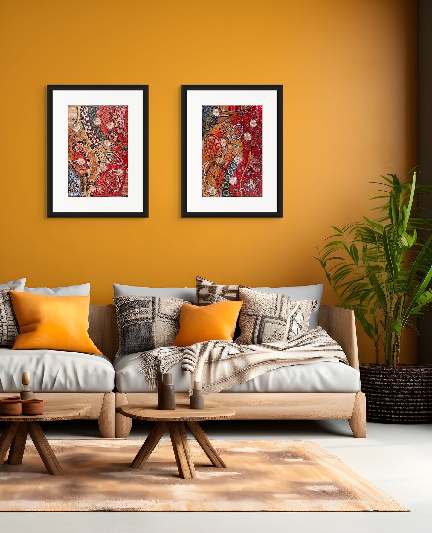 Golden Red 1 - Abstract Botanical - Fine Art Print - 30 x 45 cm