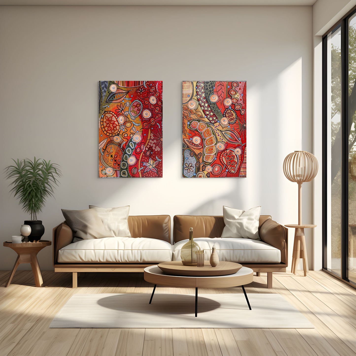 Golden Red 1 Botanical - Abstract Botanical - Original 60 x 90 cm