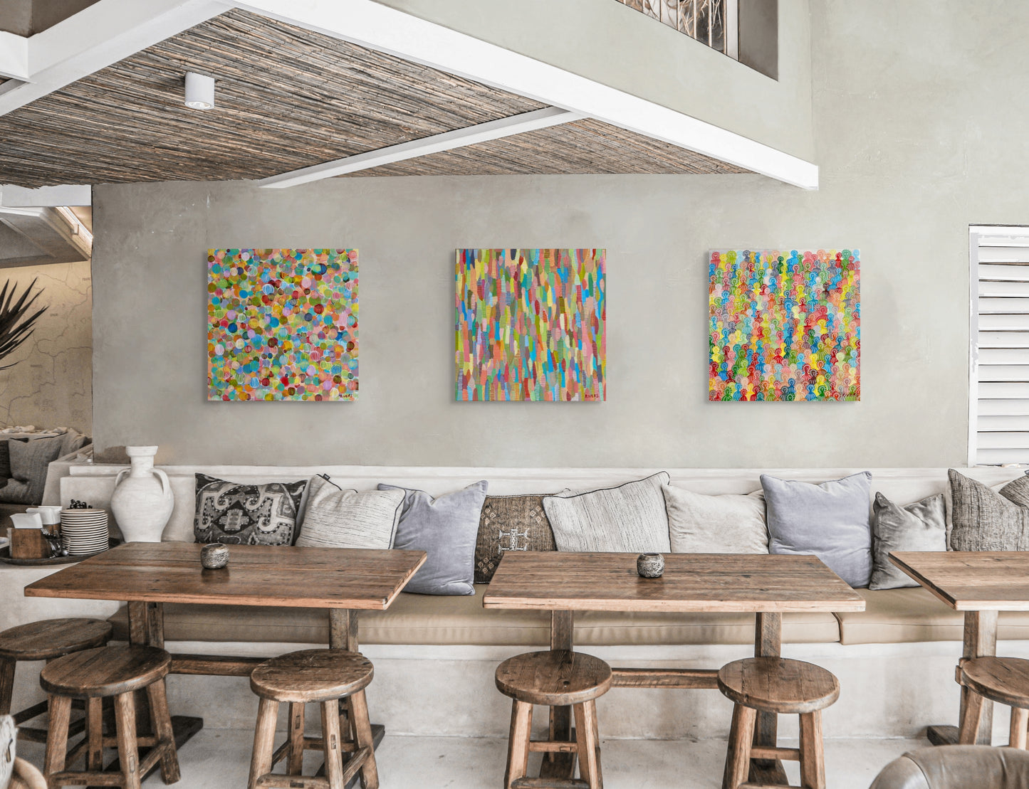 Love, Joy & Peace Triptych Acrylic on Satin Canvas - Original - 50 cm