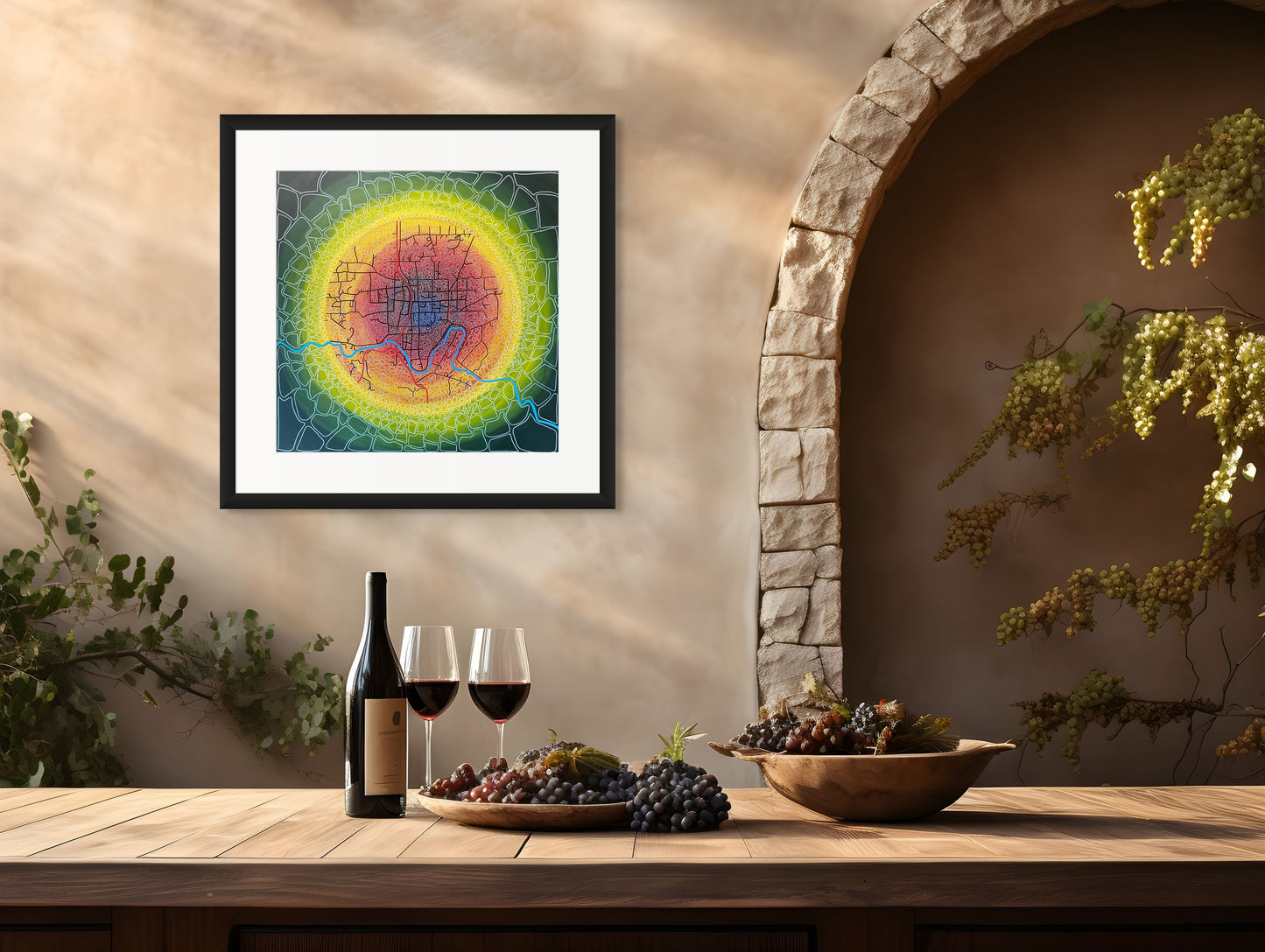 Bridgetown Where Light Gathers & Stories Begin - Abstract Illustrative Map - Fine Art Print - 50 cm