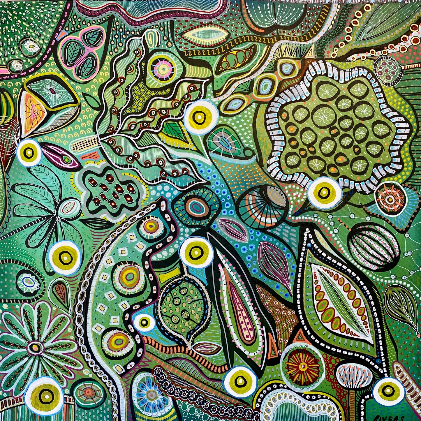 Spring - Australian Botanical Abstract Landscape - Four Seasons - Rolled Canvas - 76 cm