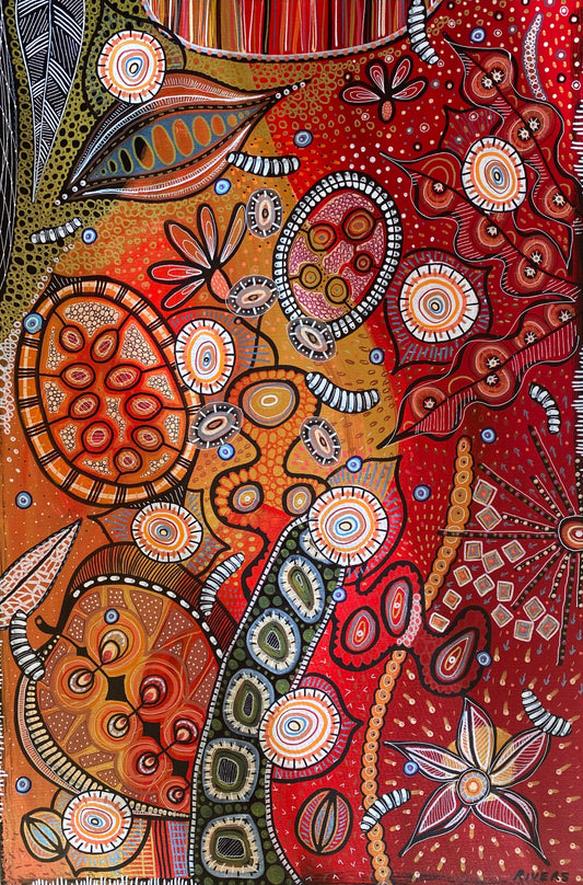 Golden Red 2 Botanical - Abstract Botanical -  Original  - 60 x 90 cm