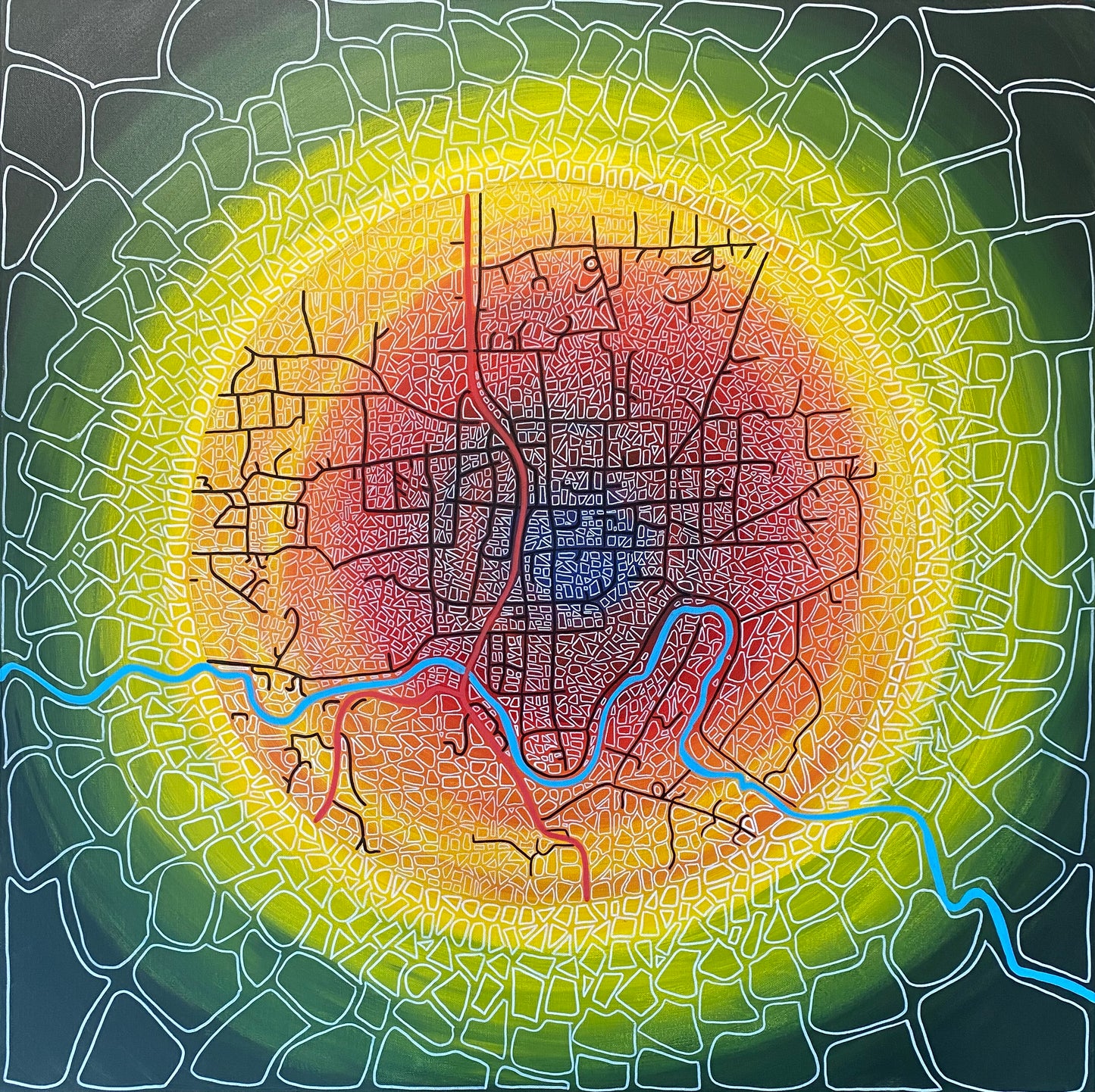 Bridgetown Where Light Gathers & Stories Begin - Abstract Illustrative Map - Fine Art Print - 50 cm