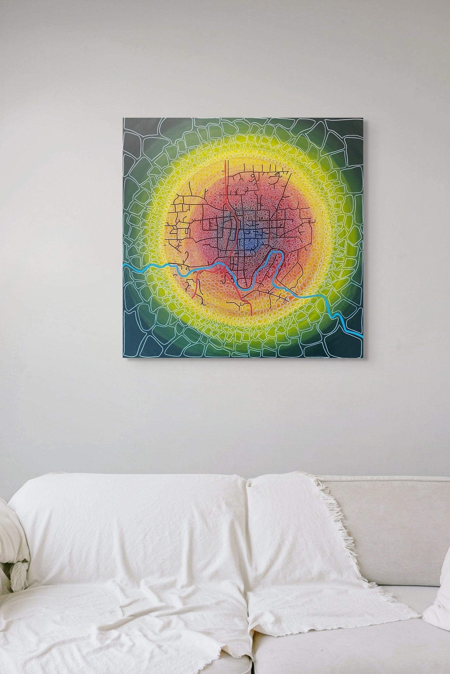 Bridgetown Where Light Gathers & Stories Begin - Abstract Illustrative Map - Rolled Canvas - 91 cm