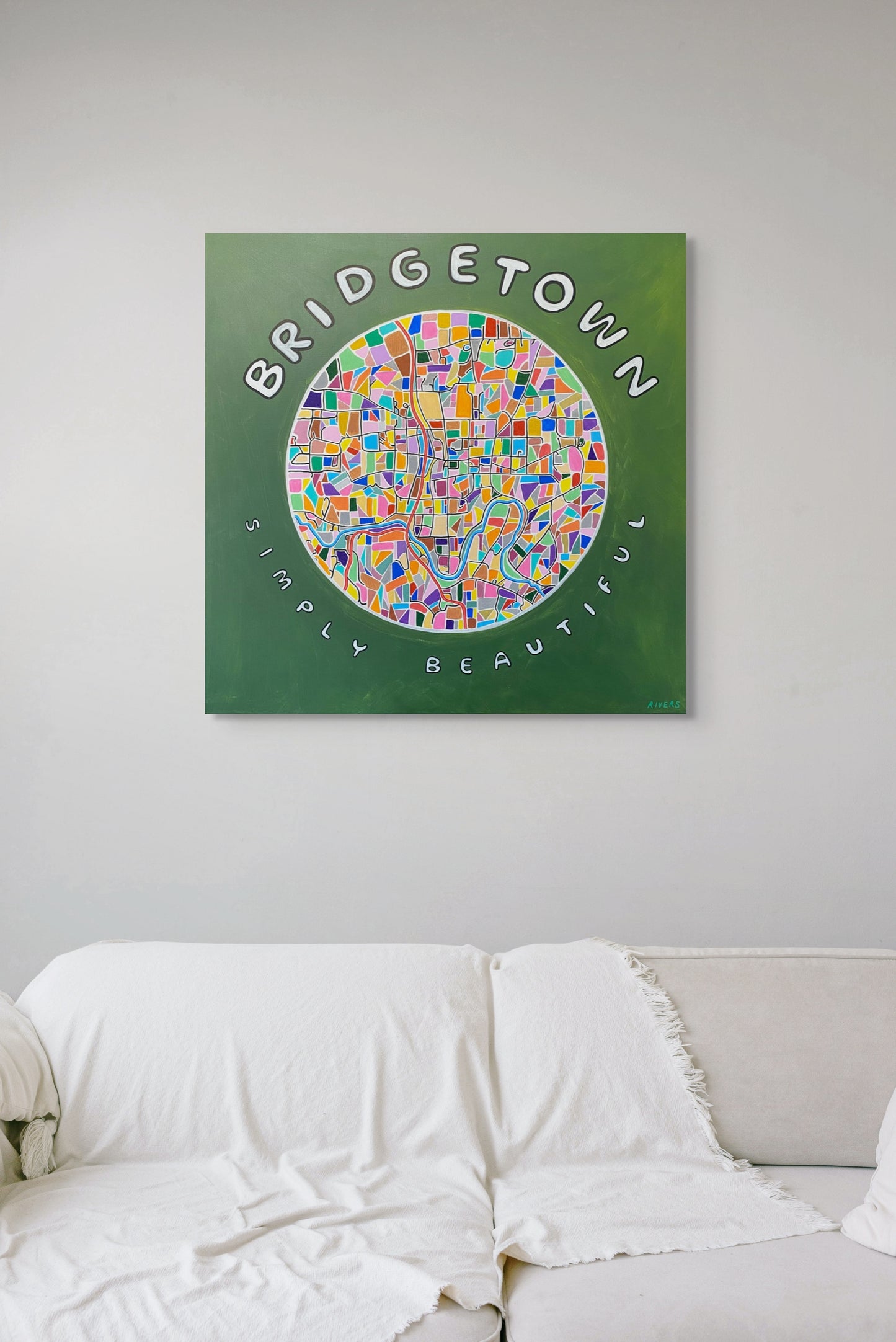 Bridgetown Simply Beautiful - Abstract Illustrative Map - Rolled Canvas - 91 cm