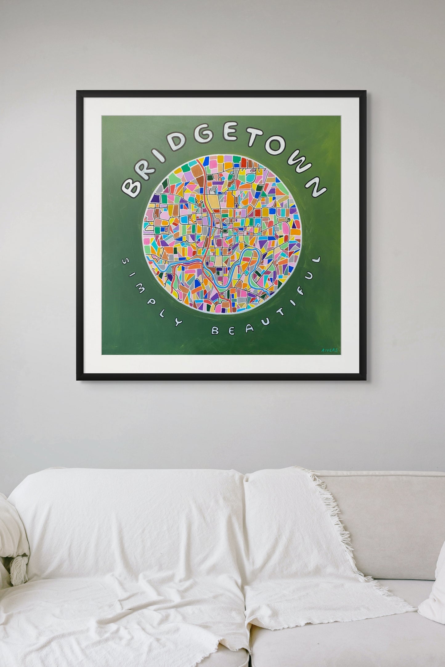 Bridgetown Simply Beautiful - Abstract Illustrative Map - Fine Art Print - 91 cm