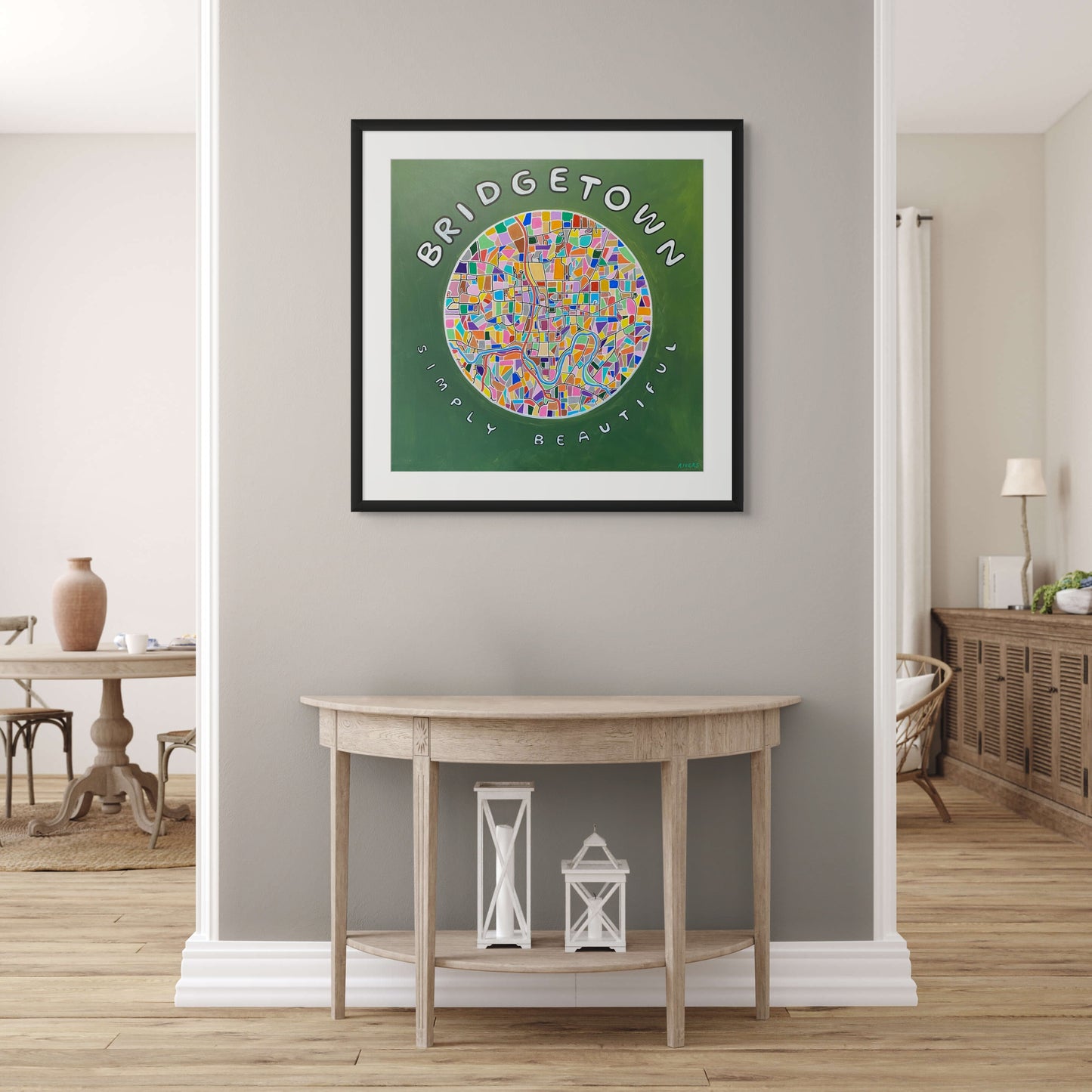 Bridgetown Simply Beautiful - Abstract Illustrative Map - Fine Art Print - 91 cm