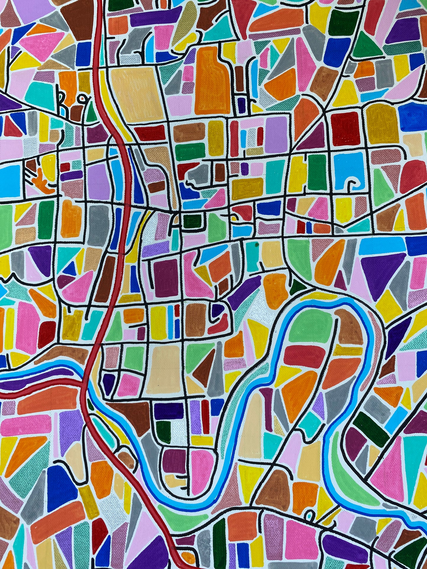 Bridgetown Simply Beautiful - Abstract Illustrative Map - Fine Art Print - 91 cm