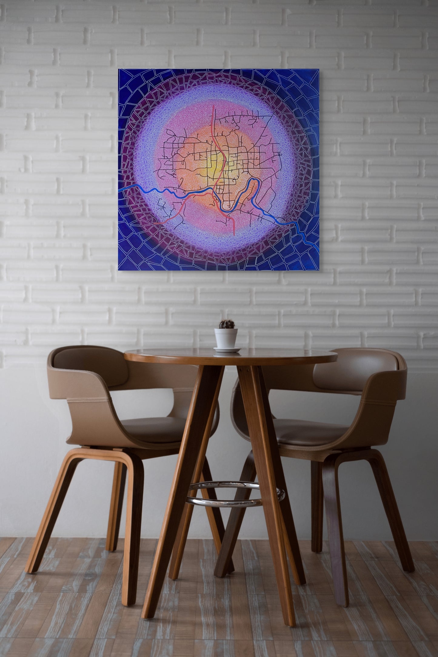Bridgetown The Pulse of Place - Abstract Illustrative Map - Rolled Canvas - 76 cm