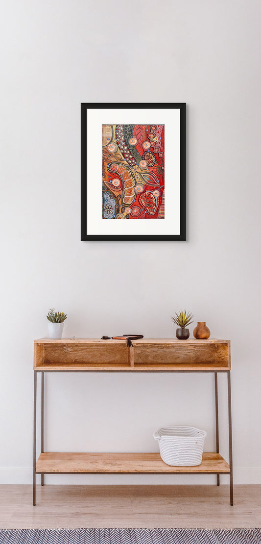 Golden Red 1 - Abstract Botanical - Fine Art Print - 30 x 45 cm