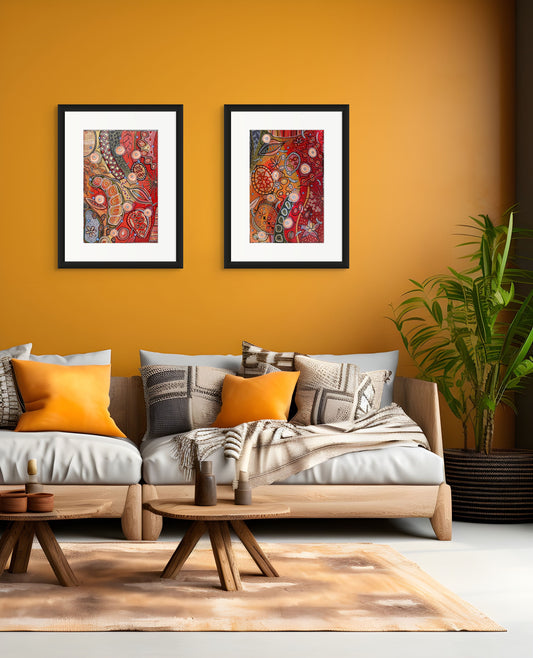 Golden Red 2 - Abstract Botanical - Fine Art Print - 30 x 45 cm