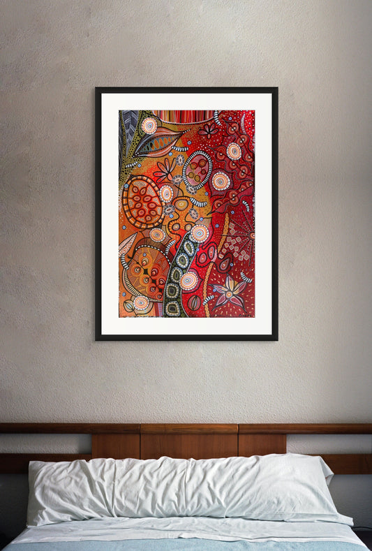 Golden Red  2 - Abstract Botanical - Fine Art Print - 60 x 90 cm