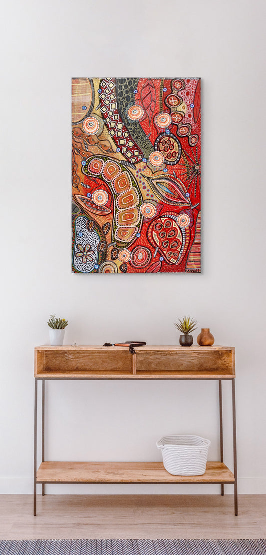 Golden Red 1 Botanical - Abstract Botanical - Original  60 x 90 cm