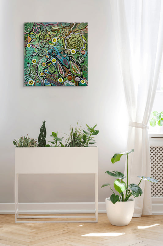 Spring - Australian Botanical Abstract Landscape - Four Seasons - Rolled Canvas - 76 cm