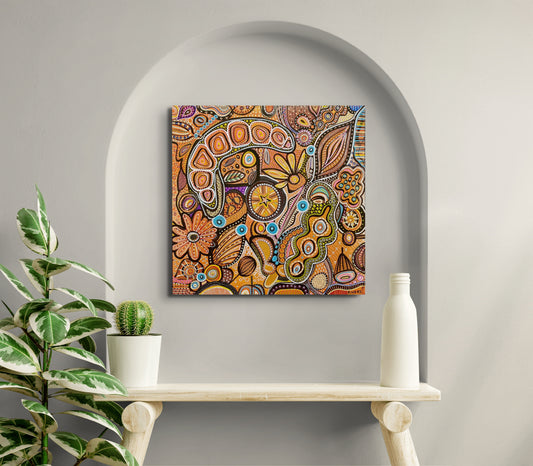 Summer - Australian Botanical Abstract Landscape - Four Seasons - Rolled Canvas - 76 cm