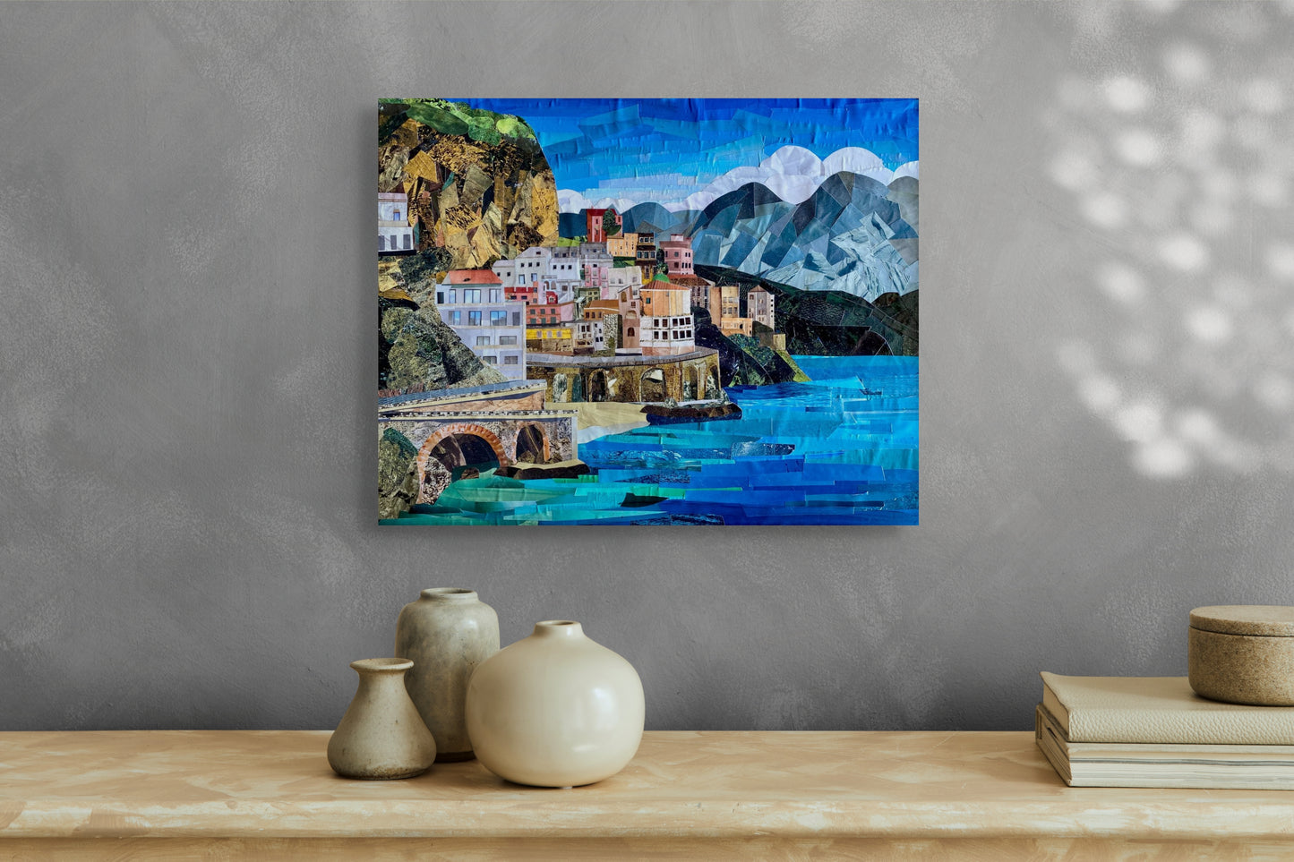 Amalfi Coast Italy - Paper Collage - Original  - 40 x 50 cm