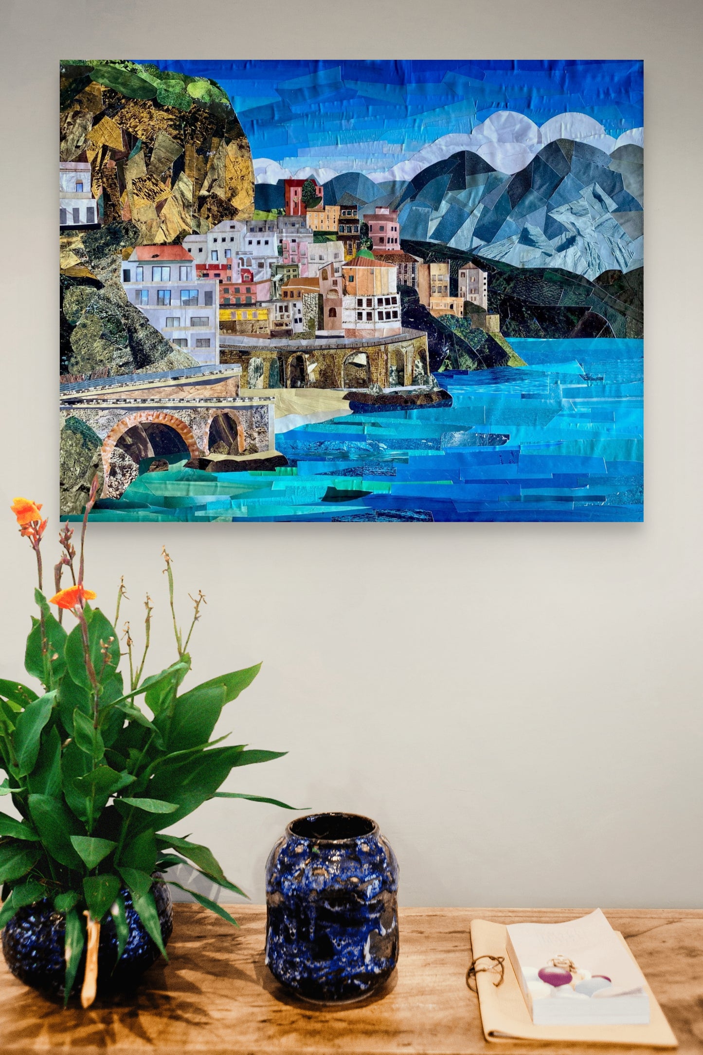 Amalfi Coast Italy - Paper Collage - Original  - 40 x 50 cm