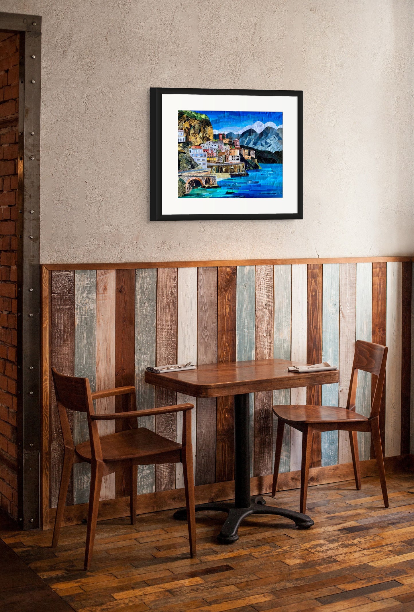 Amalfi Coast Italy - Paper Collage - Fine Art Print - 40 x 50 cm