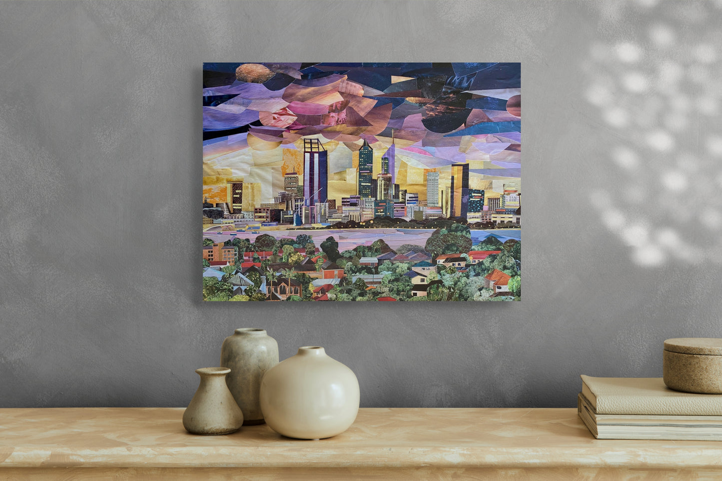 Perth Skyline WA - Paper Collage - Original - 40 x 50 cm