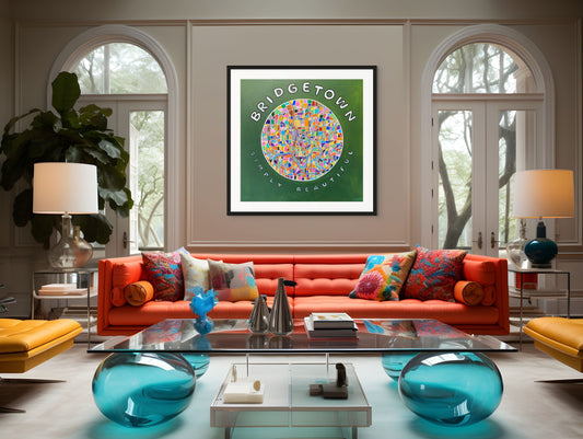 Bridgetown 2 - Abstract Illustrative Map - Fine Art Print - 91 cm