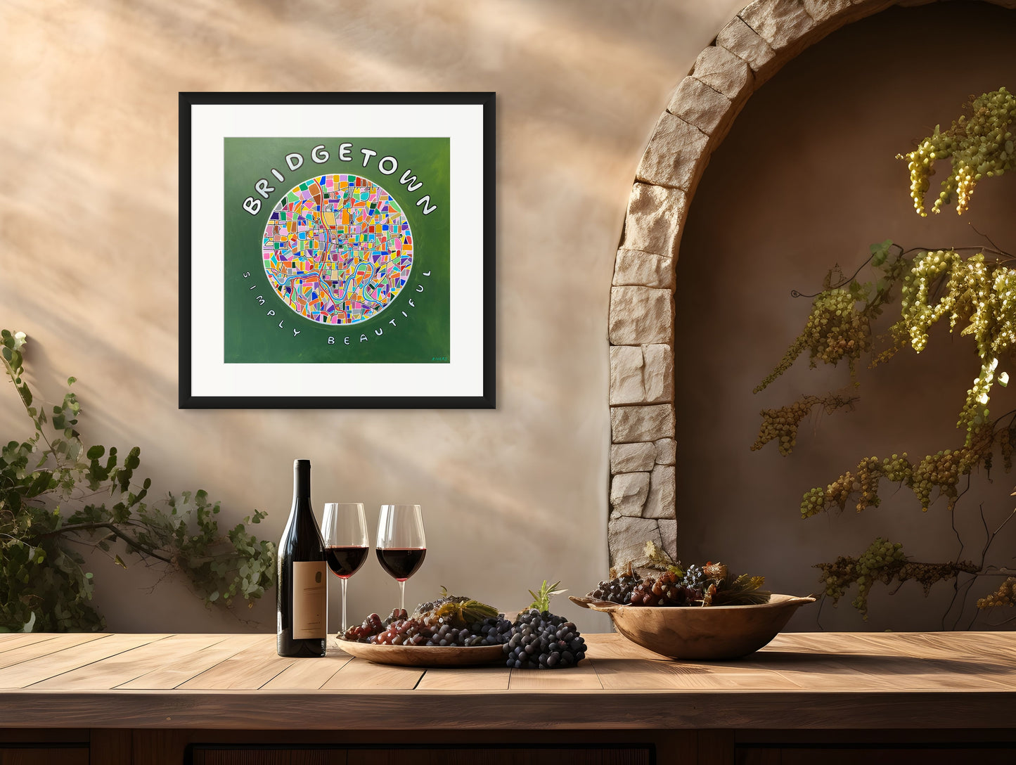 Bridgetown Simply Beautiful - Abstract Illustrative Map - Fine Art Print - 50 cm